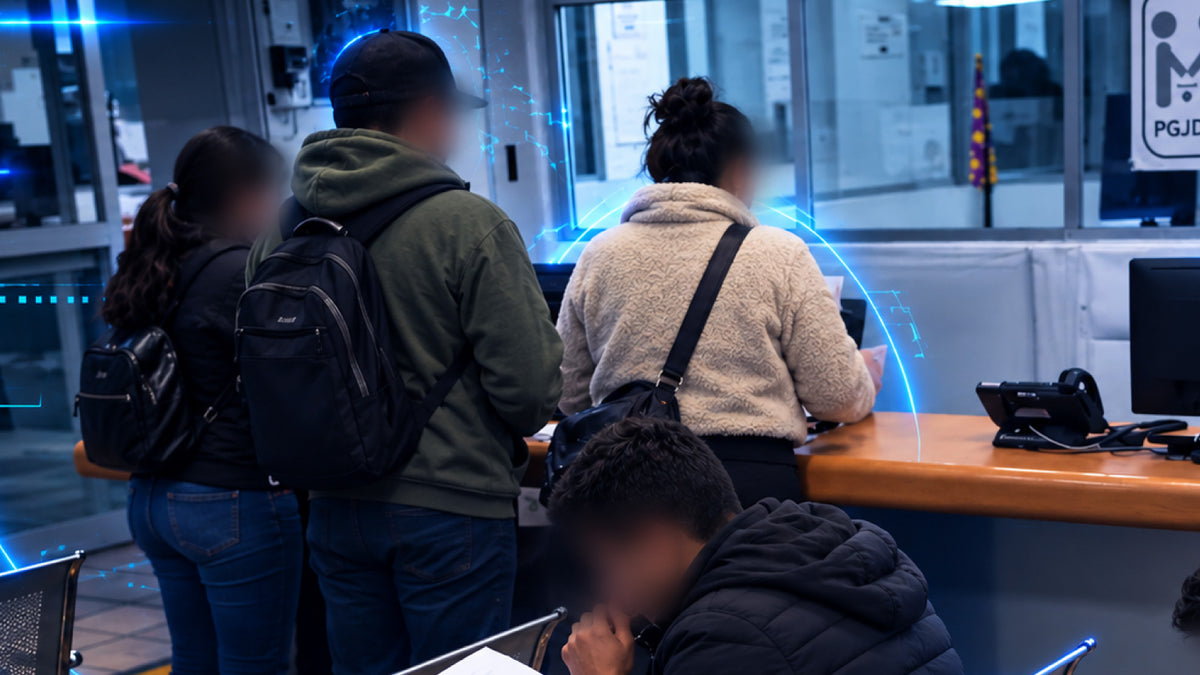 Personas presentando una denuncia en una oficina de la fiscalía de la Ciudad de México