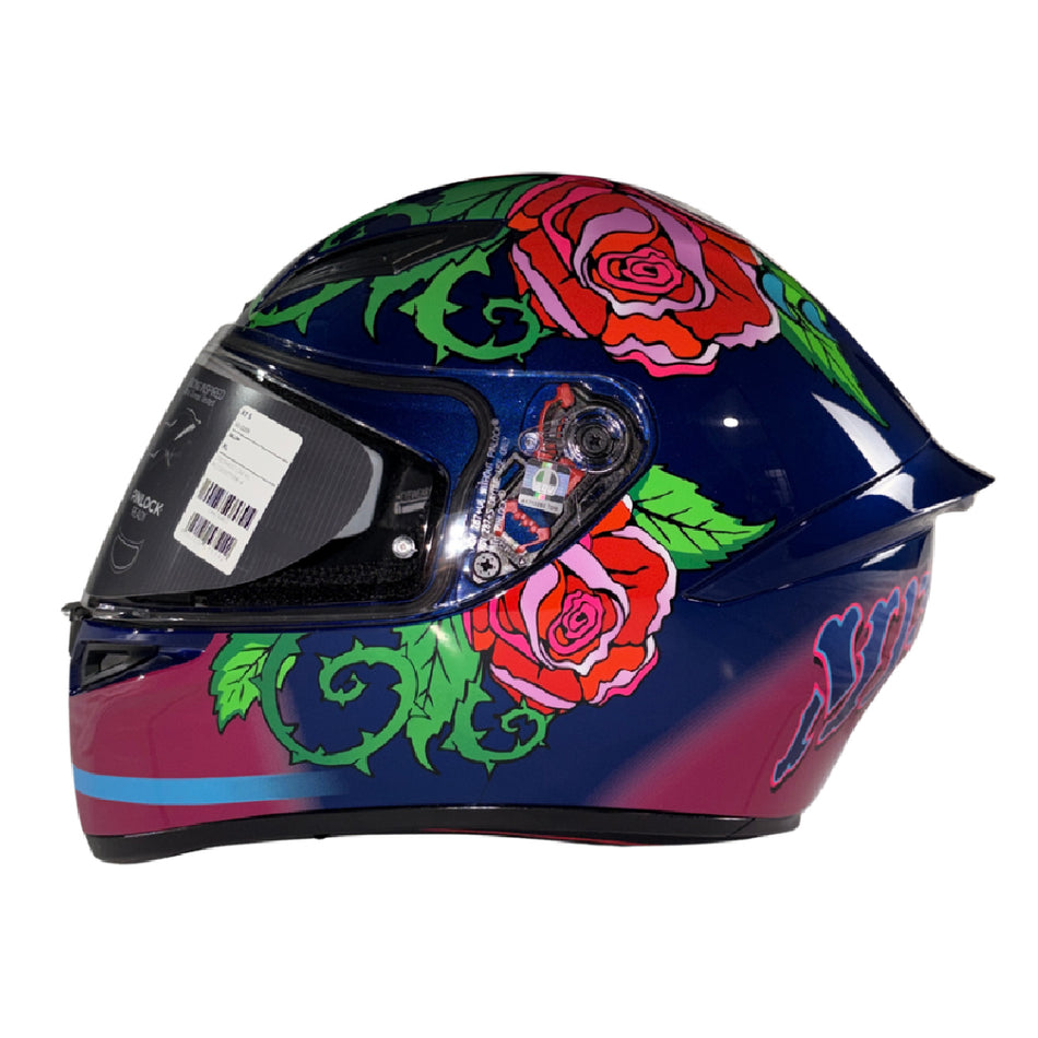 CASCO CERRADO AGV XL AZUL/ROSA